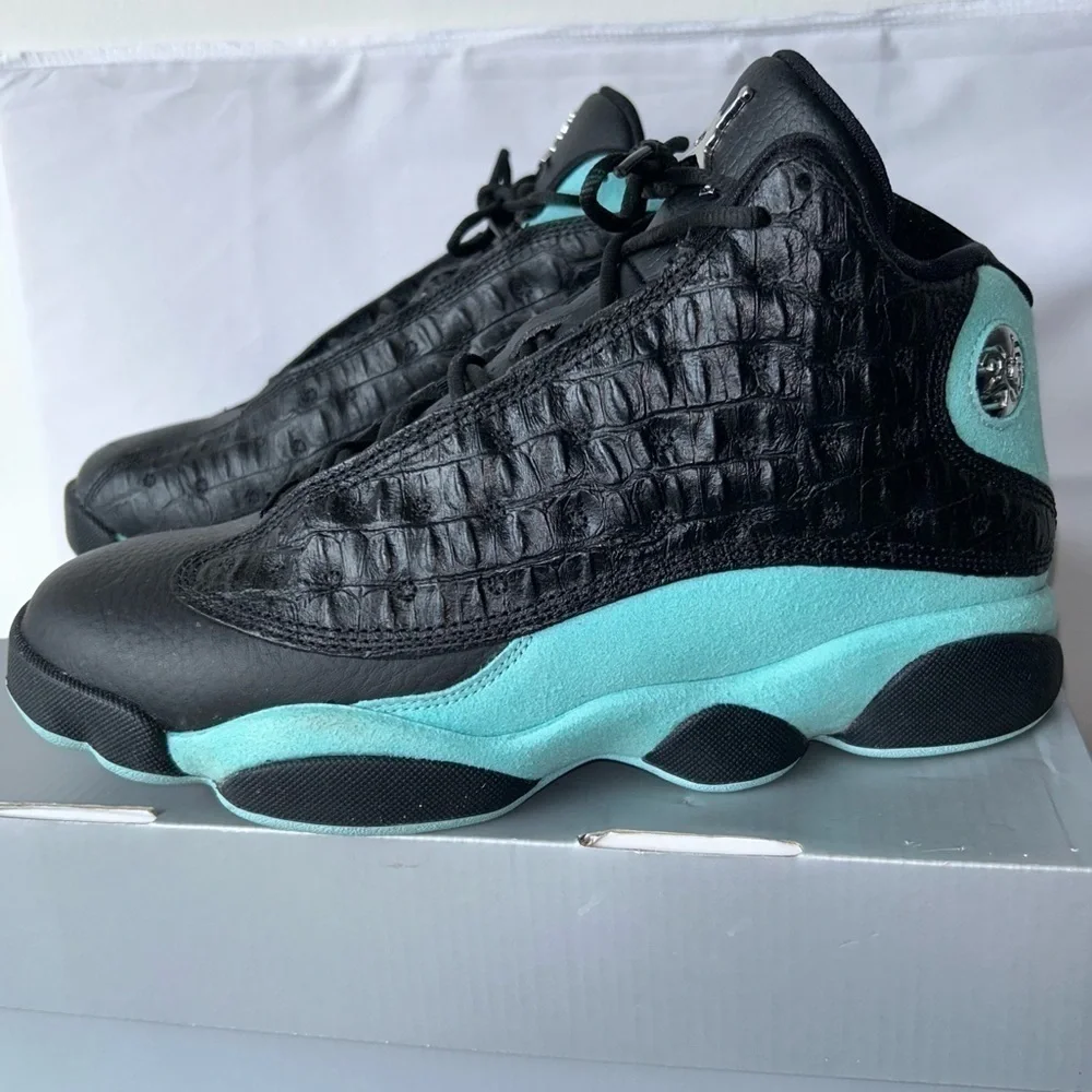 Jordan Retro 13 Sneaker Retro Island Green High Top Faux Croc Leather Suede Shoe
